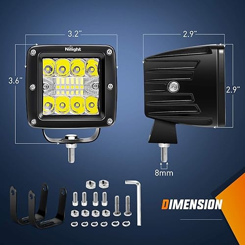Miniatura 10 de Nilight Luces de navegación LED marinas, 2 unidades, 3 pulgadas, combo de inundación de puntos blancos, ponton, barco, cubierta, muelle, para pesca