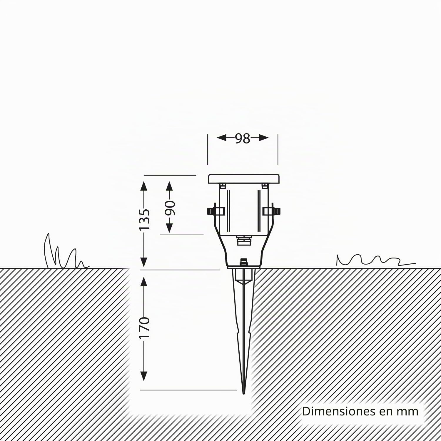 ledscom.de 2x Foco LED de jardín MIBU con piqueta de suelo para exteriores, acero inoxidable, sin bombilla