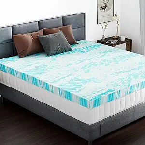 DUMOS Mattress Toppers Memory Foam Twin XL, 2 Inch Thick Bed Topper Pad Cooling Gel Infused Soft Comfy Padding Breathable for Sleeper Sofa Couch RV Camper, CertiPUR-US Certified, Blue