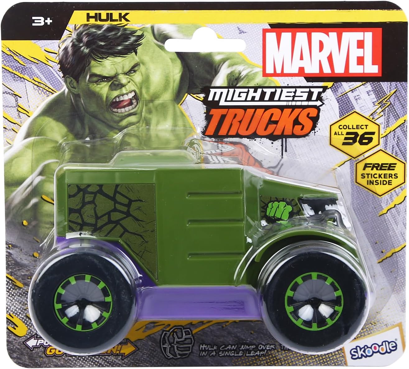 Kid Marvel Pull-Back Monster Truck - Hulk Edition, Marvel Inspired Toy Bikes With Sturdy And Long-Lasting Construction, Enhances Motor Skills And Fun Vehicle Toy For Gifting - Green
