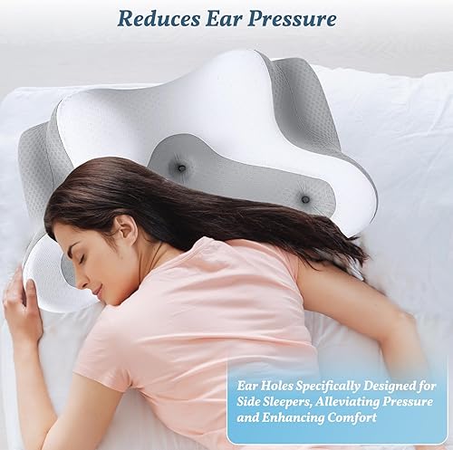 Miniatura 9 de SAHEYER Almohada cervical para el cuello, almohada para aliviar la presión de los oídos, almohadas de espuma viscoelástica para aliviar el dolor de