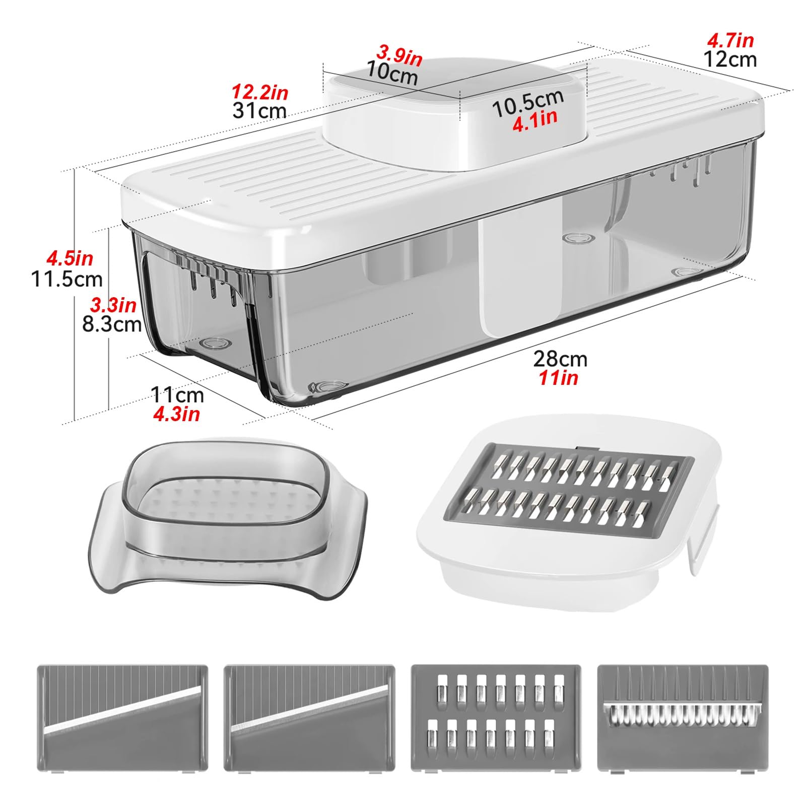 Cortador de Verdura Manual, Mandolina de Cocina Multifuncional, Panel Material ABS, Gran Capacidad, Utensilios Cocina y Artículos Esenciales para la Preparación Alimentos