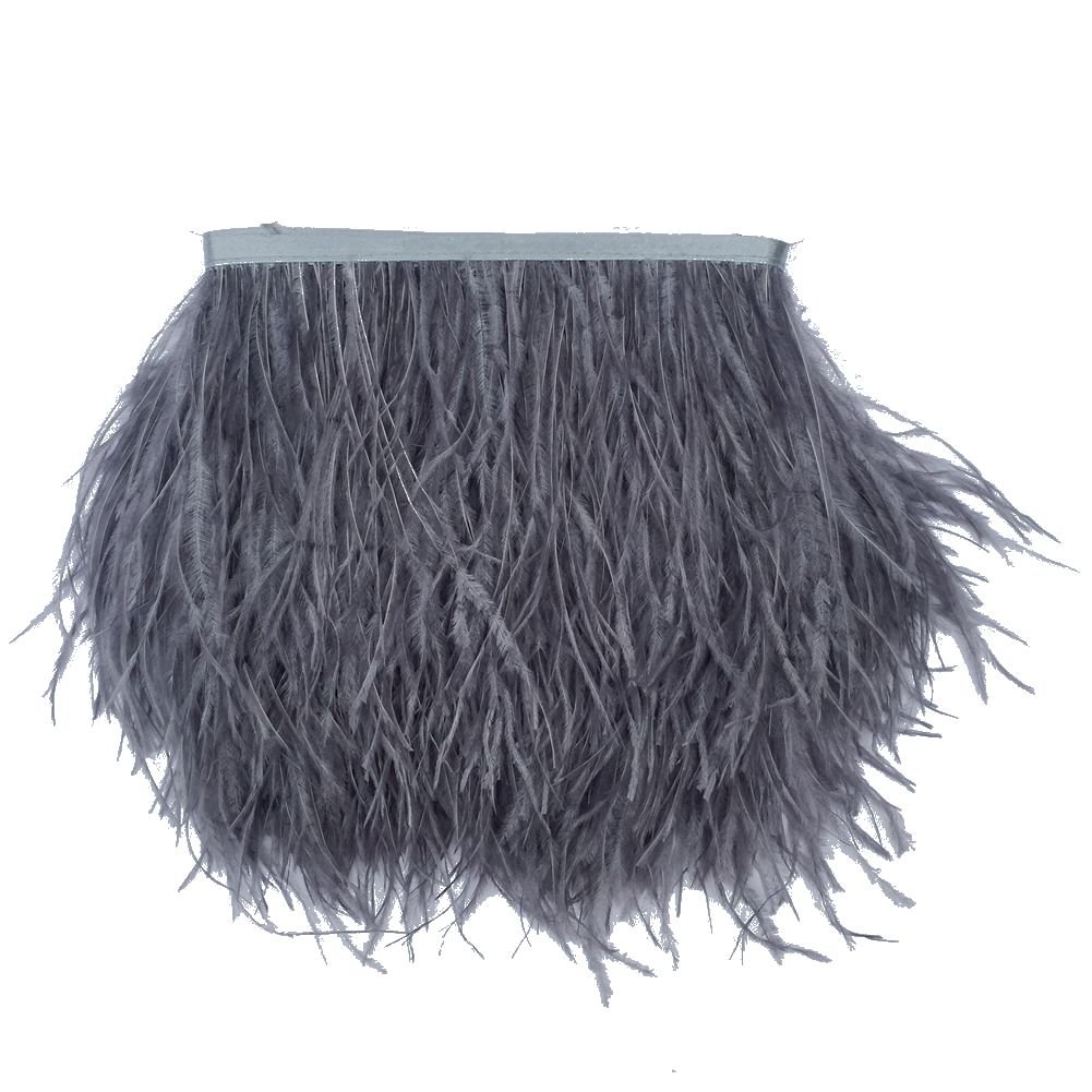 Shekyeon Ostrich Feathers Trim Fringe Used Wedding Sewing Crafts Costumes Decoration Pack of 2 Yards(Gray) — image 1