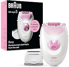 Braun Silk-épil 3, wired epilator for hair removal, ladyshaver, shaving attachment and trimmer attachment, 3-031, pink