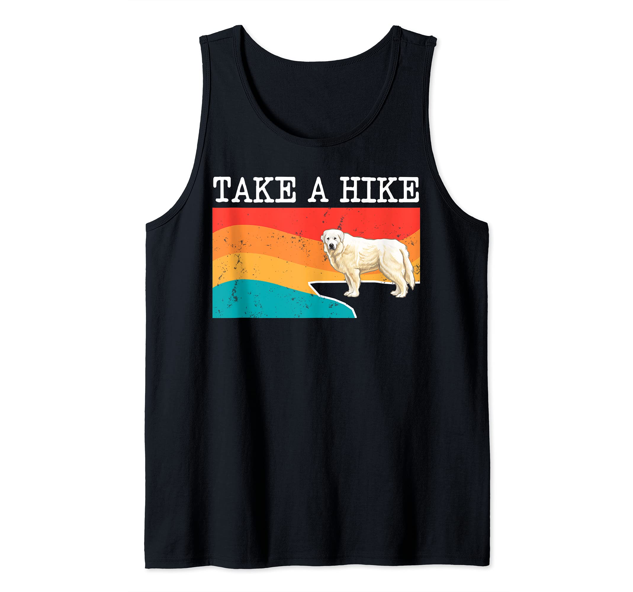 Funny Take A Hike Great Pyrenee Graphic Hiking Tank Top, Black, S