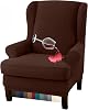 Granbest Premium Water Repellent Wingback Chair Cover 2-Piece High Stretch Jacquard Fabric Wing Back Chair Slipcovers Wing Chair Cover, Chocolate