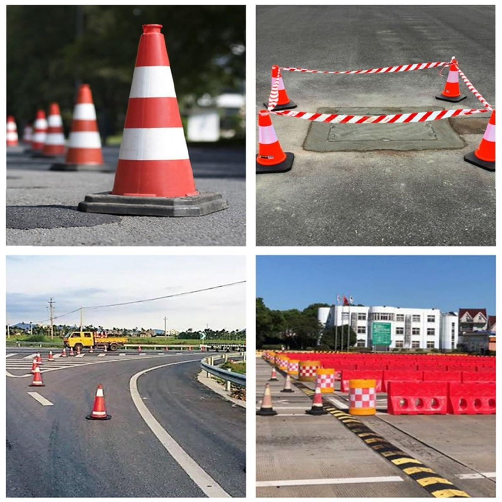 Cônes de signalisation de 35 Pouces avec Colliers réfléchissants et Base lestée Noire, Lot de 2, pour Le stationnement Routier et l'amélioration des écoles