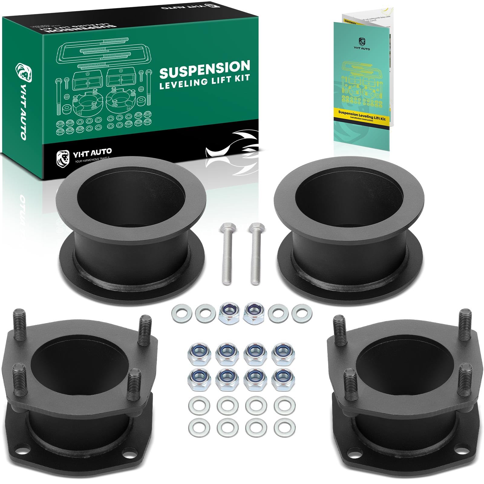 YHTAUTO 3 inch Front and 3 inch Rear Leveling Lift Kit Compatible with 2005-2010 Jeep Grand Cherokee WK, 2006-2010 Commander XK, Lift Spacers Suspension Leveling Lift Kit w/Hardware Kit Set of 4