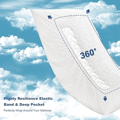 Miniatura 5 de GRT Protector de colchón matrimonial, protector de colchón 100% impermeable, con protección de doble capa, funda acolchada sin ruido con bolsillo de