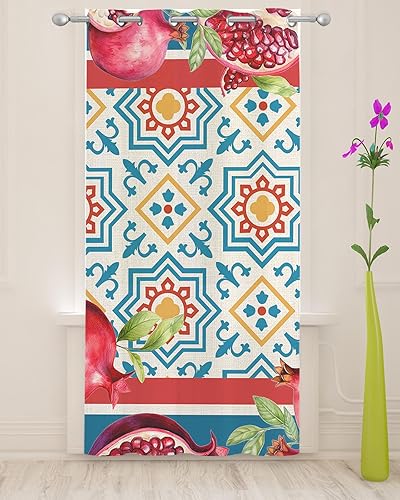 Miniatura 3 de Wowouhiya Cortinas traslúcidas de granada para dormitoriosala de estar, cortinas de cocina con ojales de 96 pulgadas de largo, frutas rojas, azul,