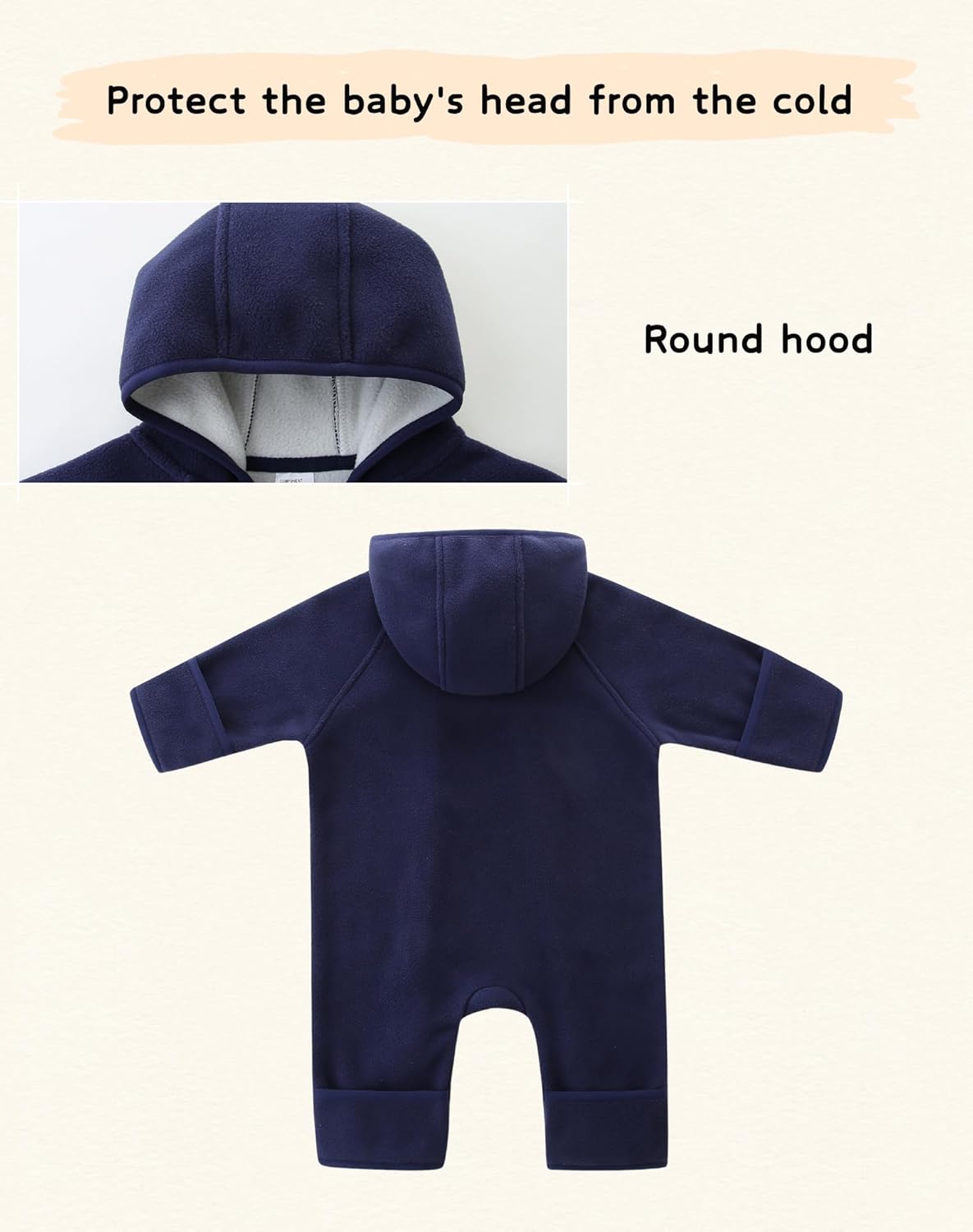 Newborn Baby Fleece Jumpsuit Girls Boys Winter Hooded Coverall Romper Cute Baby Snowsuit Clothes - Image 4