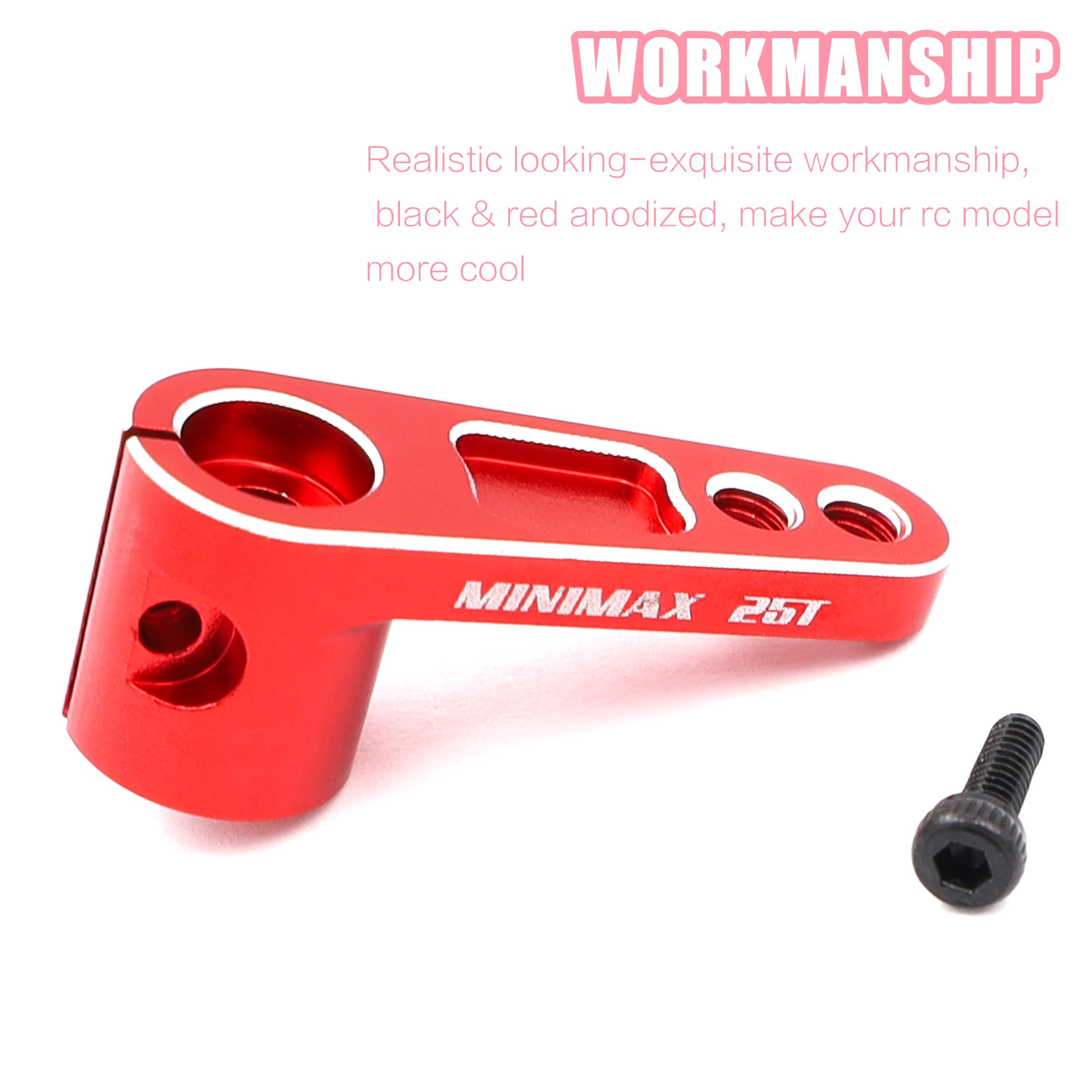 Raflot 3PCS 25T Servo Horn Aluminum Alloy Servo Arm for Futaba Savox Power HD Servos Motor Replacement for 1/8 1/10 RC Off-Road Crawler Drift Racing Car(Red)