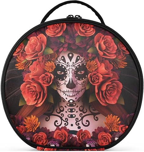 Augenstern Bolsa de maquillaje de viaje Bolsa de cosméticos Sugar-Skull-Roses-Halloween Girl Organizador portátil Estuche de tren de maquillaje