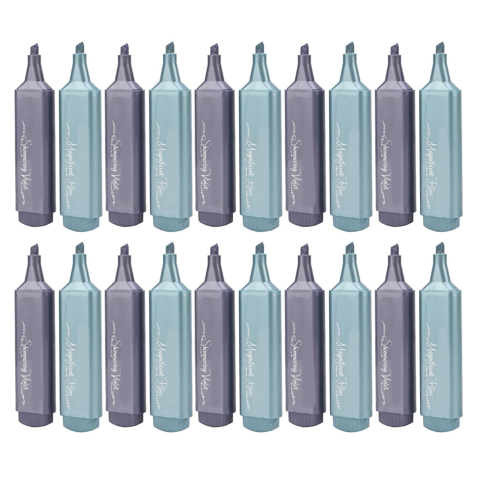 Cosiki Set di Evidenziatori Metallici da 20 Pezzi Pennarelli Colorati Ergonomici Inodore per Appunti di Studio in Aula e in Ufficio