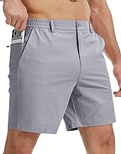 QPNGRP Men's 7" Inseam Stretch Quick Dry Lightweight Casual Golf Shorts with 3 Pockets