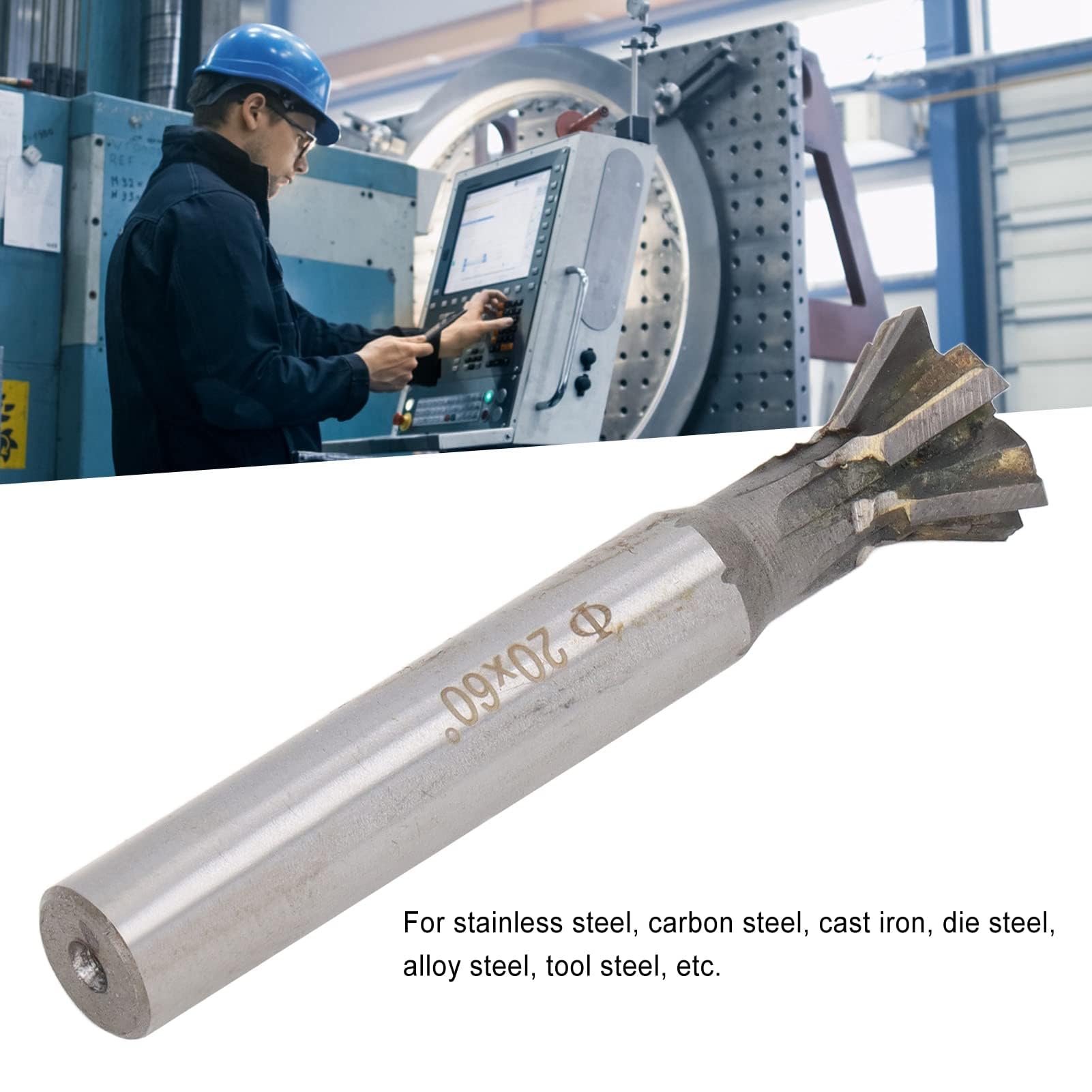 60-Grad-Schwalbenschwanzfräser 20 Mm 6-schneidiger Hartmetall-Zylinderschaft-Schwalbenschwanzfräser für Edelstahl-Schwalbenschwanzfräser