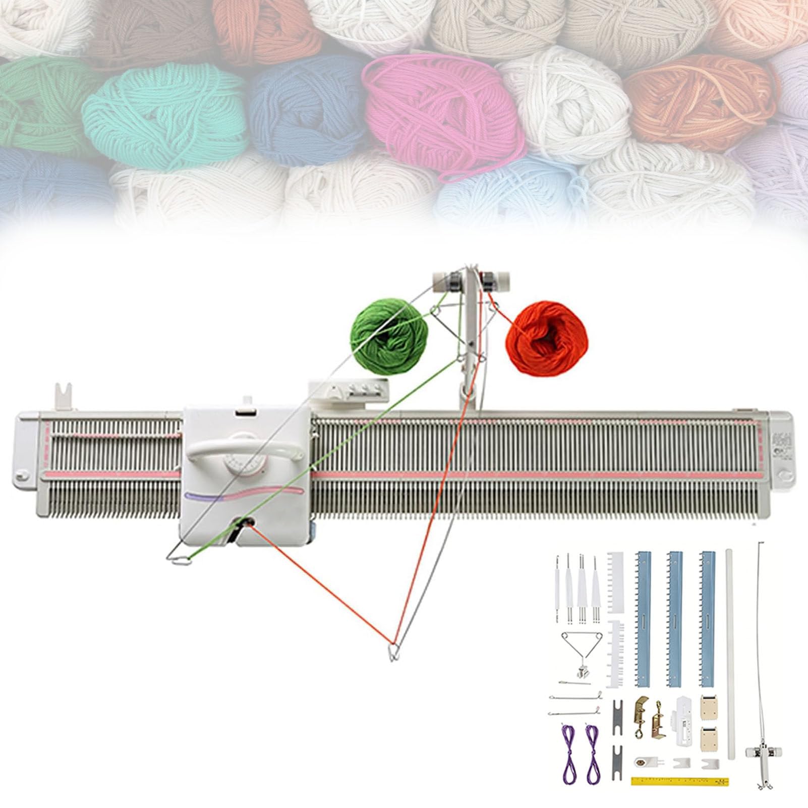 Machine à Tricoter Automatique, Machine à Tricoter De Calibre Moyen 6,5 mm à 150 Mailles avec Accessoires, Kit Complet De Bricolage pour des Projets De Cadeaux Créatifs