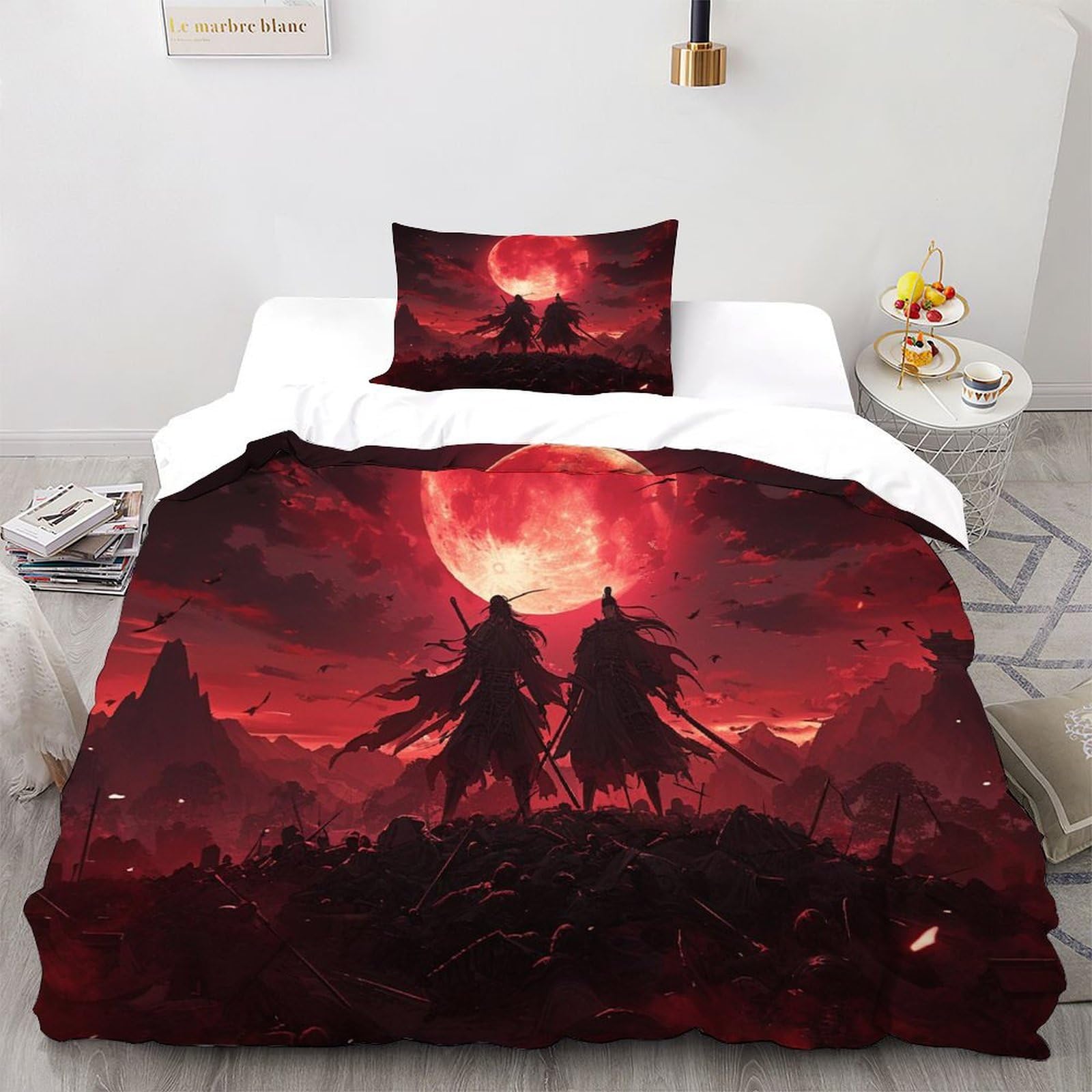 Housse de couette chauve-souris 135x200cm en microfibre avec sa taie d'oreiller pour lit simple