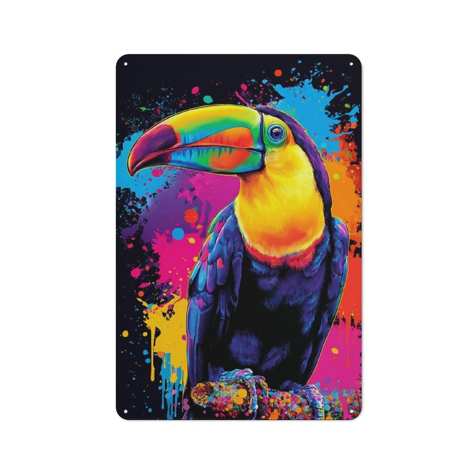 Junmoney Vibrant Toucan Artwork -2 Retro Metal Gift Sign 30X20cm, Small Space Decor For Bedroom, Kitchen, Office Or Living Room