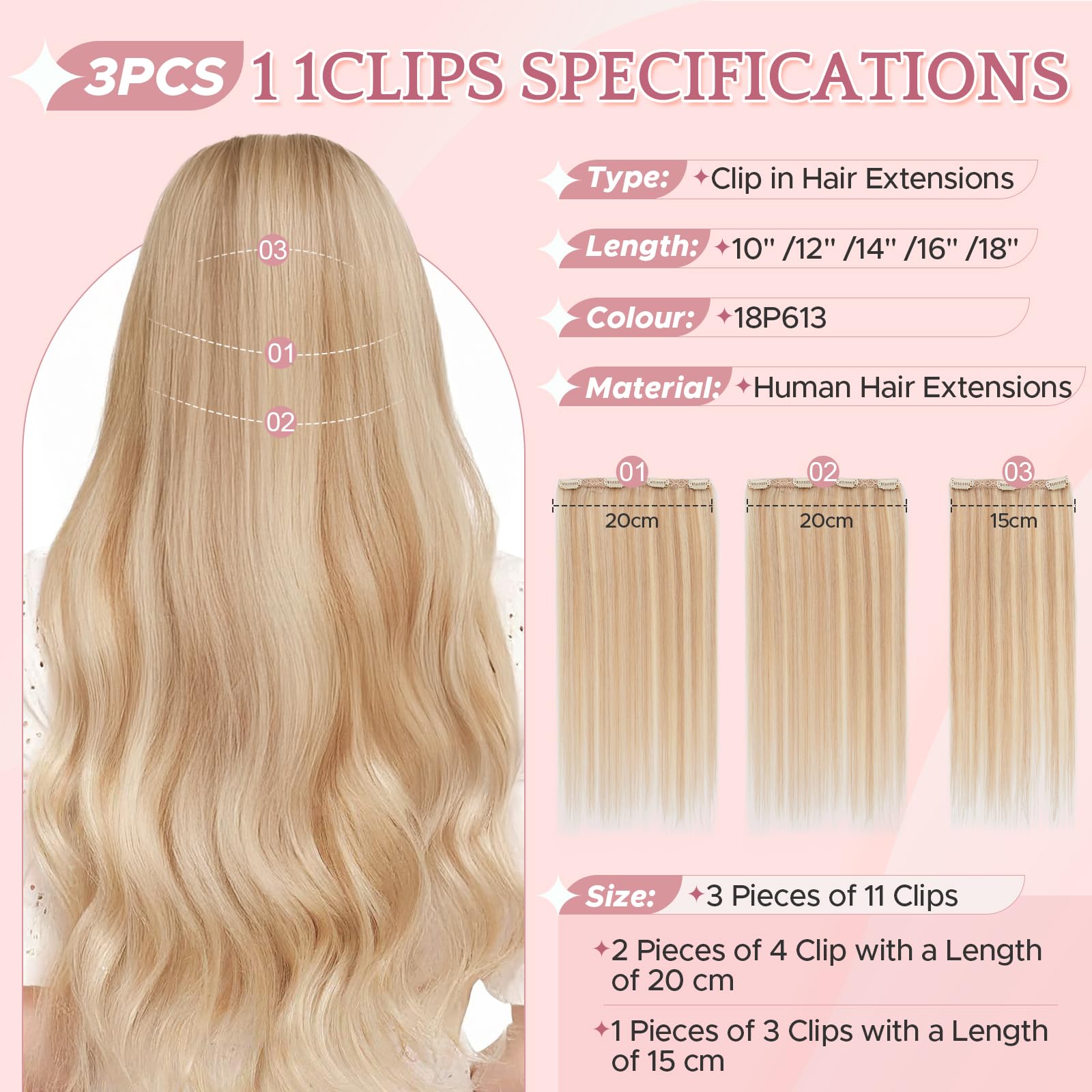 SEGOHAIR Clip in Hair Extensions Real Human Hair - Image 2