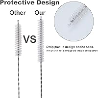 Vista 3 de Cepillo limpiador de pajillas, cerdas de nailon extra largas y mango de acero inoxidable cepillos de limpieza para lavar popotes de metal de juego