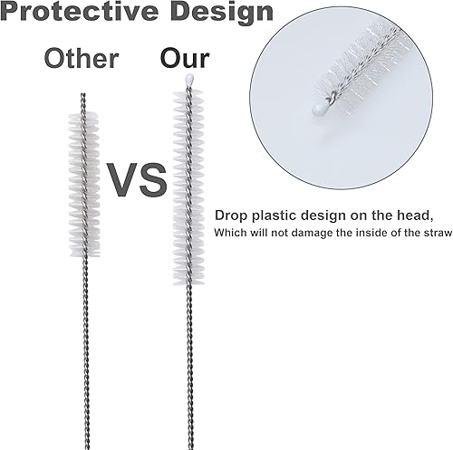 Miniatura 3 de Cepillo limpiador de pajillas, cerdas de nailon extra largas y mango de acero inoxidable cepillos de limpieza para lavar popotes de metal de