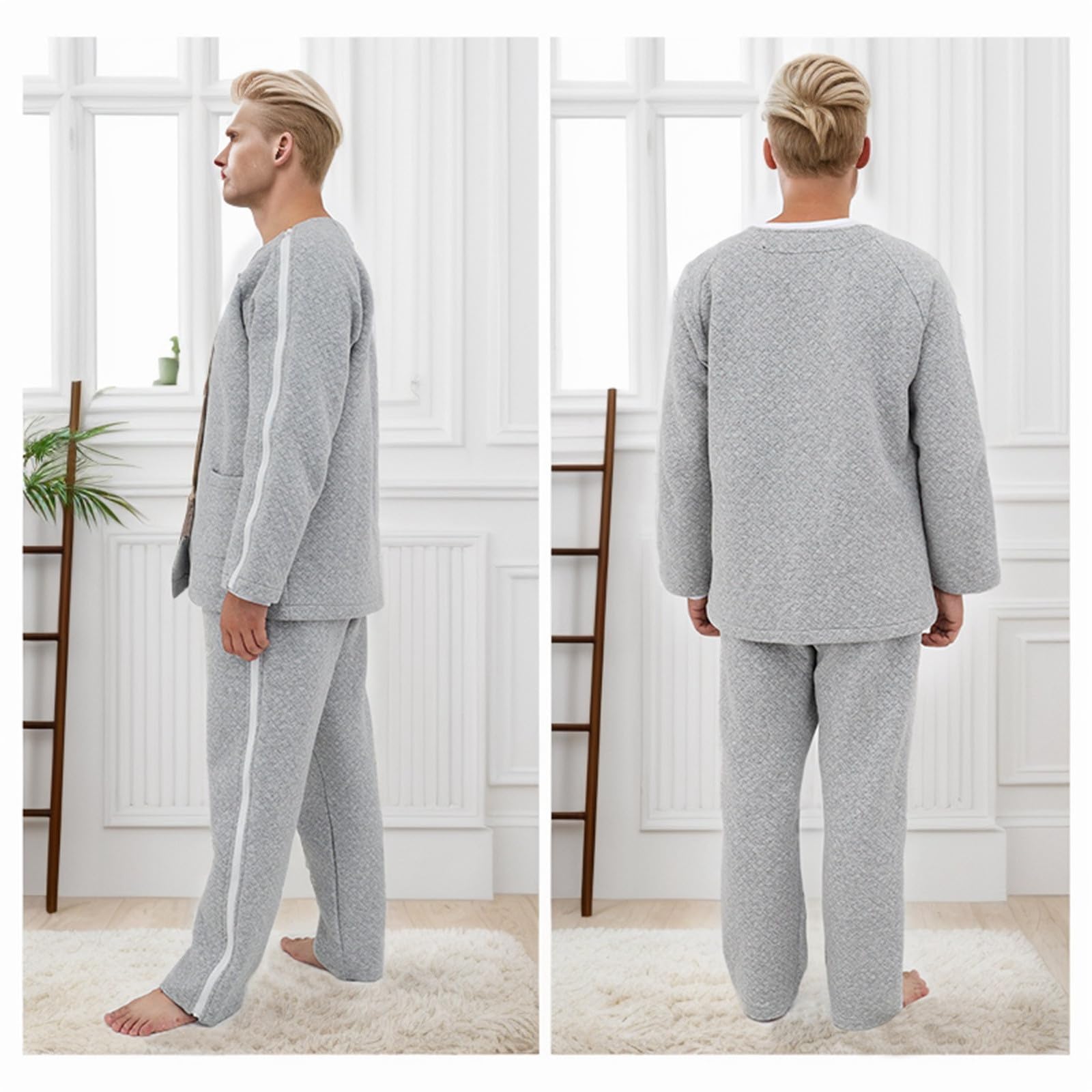 Veste de rééducation homme coton fermeture éclair multidirectionnelle manches devant poches extérieures