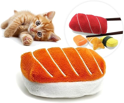 Miniatura 7 de munchiecat Nigiri - Juguete de sushi con hierba gatera (1 unidad) para gatos, gatitos, diseño atractivo de sushi para saltar y jugar