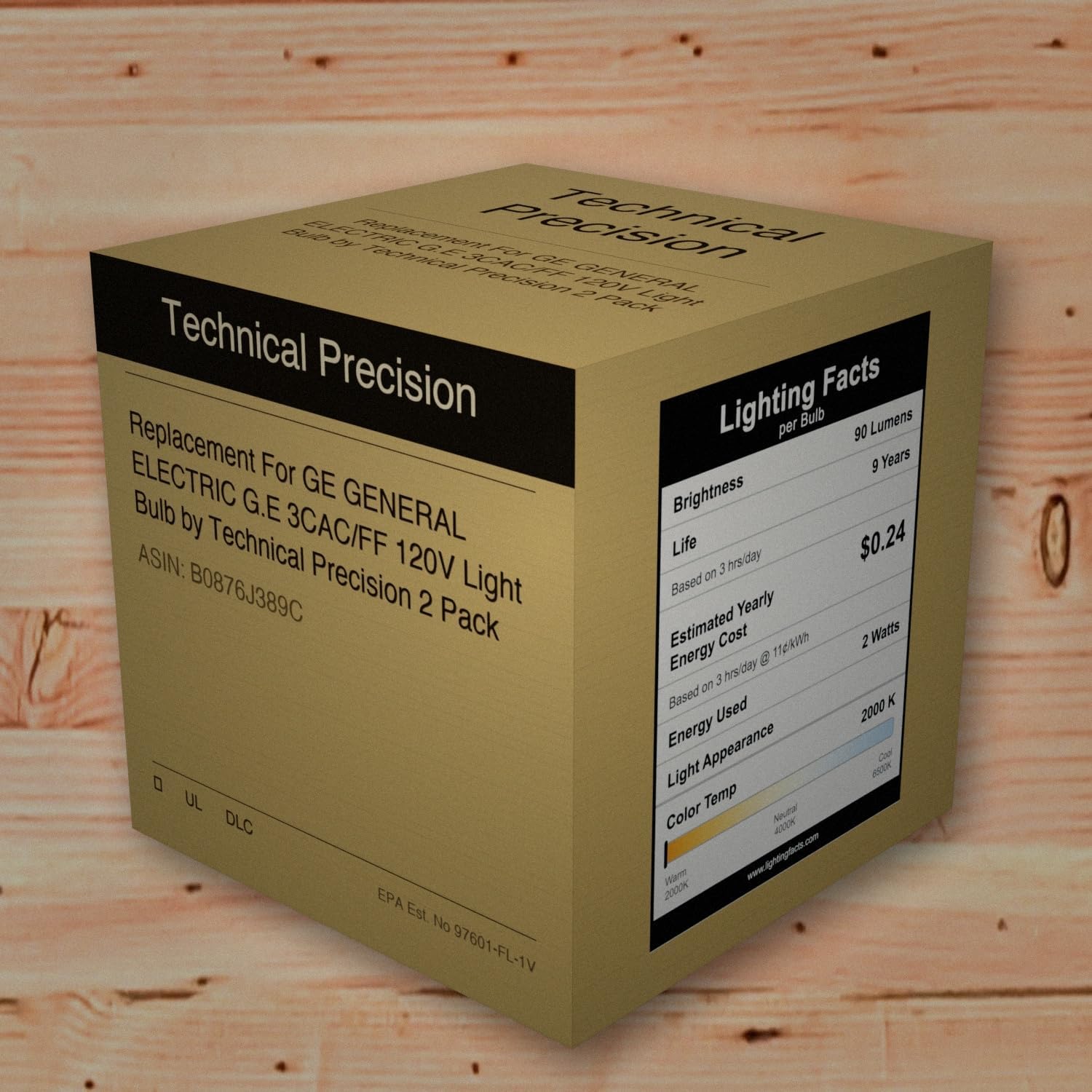 Technical Precision Replacement for GE General Electric G.E 3CAC/FF 120V Light Bulb 2 Pack