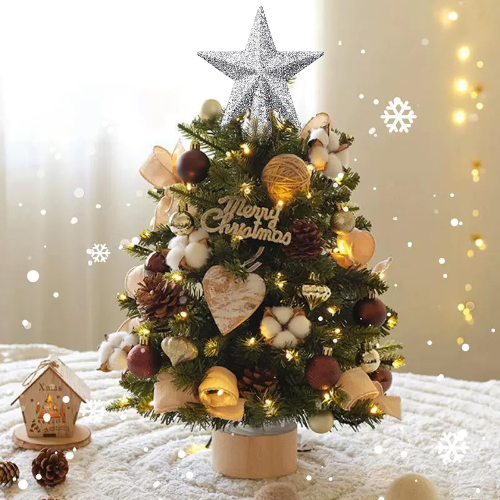 Gejoy Weihnachtsbaum-Spitze Aus Kunststoff & Metall – Gold Glitzernd, 21,8 Cm, Ideal Für Baumdekoration