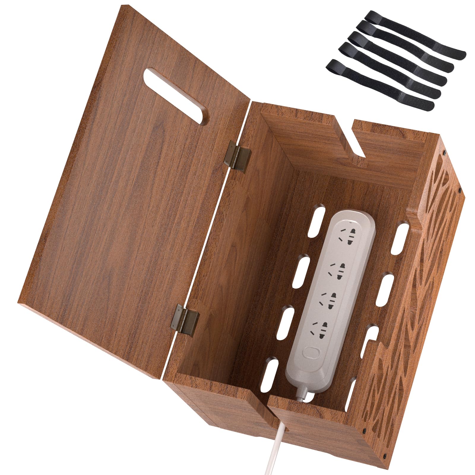 Kabelmanagementbox aus Holz, große Kabelversteck und Kabel-Organizer für Steckdosenleisten, elektrische Kabel, Schreibtisch- und Bodenkabel, geeignet für Zuhause und Büro