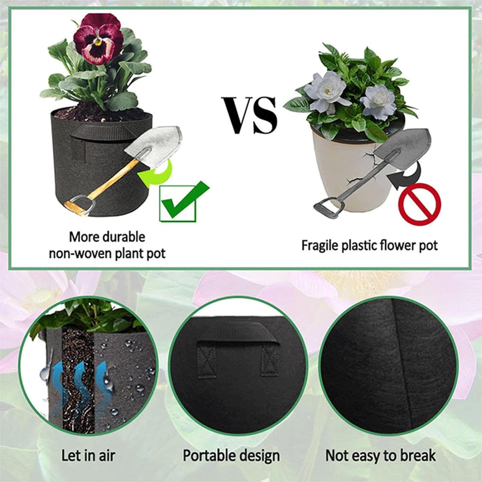 Generico Vasi per Piante da Laghetto | Contenitore Per Laghetto In Tessuto Non Tessuto,per Giardino Acquatico Pieghevole Leggero Facile da Conservare Utilizzabile in Cortile