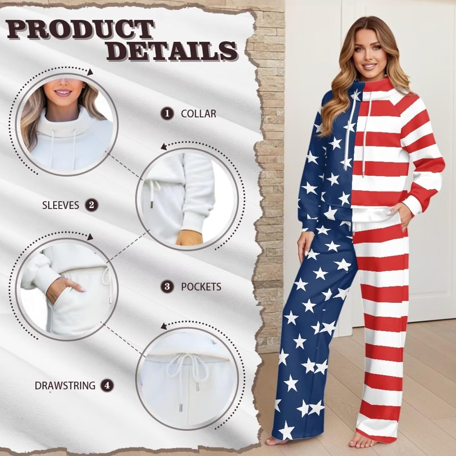 Womens 2 Piece Outfits Sweatsuit Sets Casual Airport Travel Outfits Mock Neck Sweatshirt Wide Leg Pants Tracksuit - Image 6