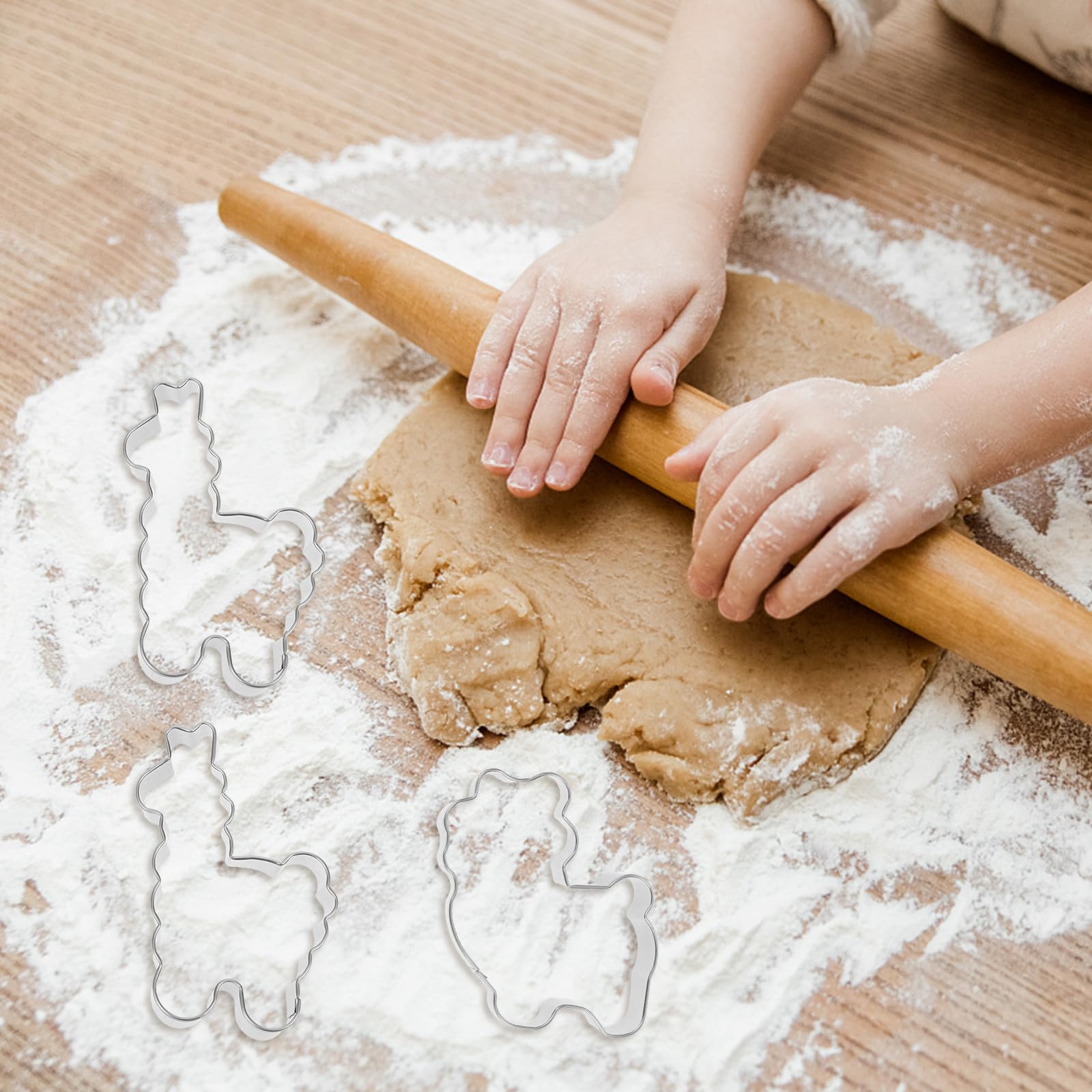 SECFOU Ausstechformen Keksausstecher in Alpaka Form aus Edelstahl 4 Stück zum Plätzchen Backen für Teig und Fondant für Selbstgemacht und Thanksgiving Day