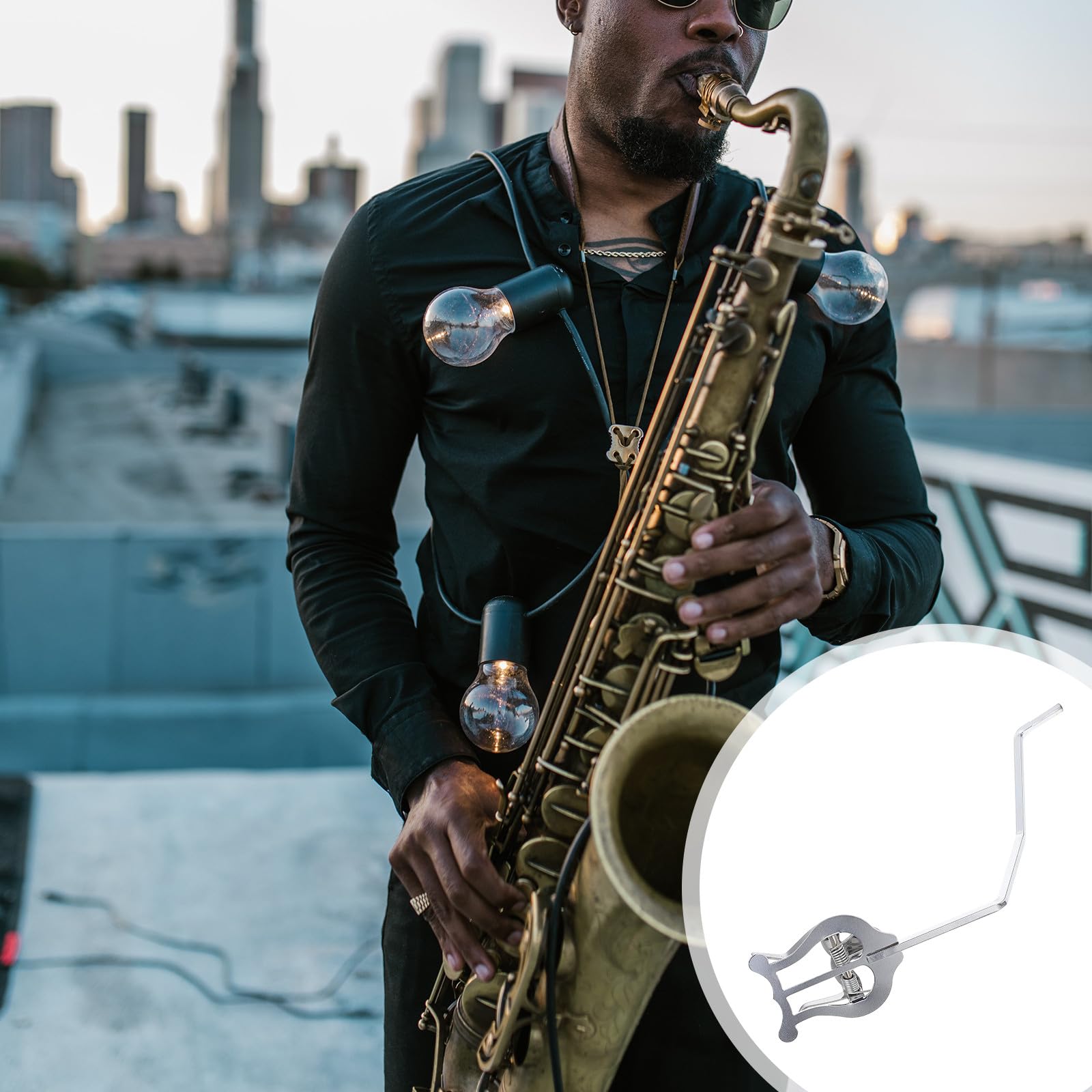 Supporto per Spartiti Musicali in Metallo per Corno Baritono e Sax Contralto, Clip Portatile e Resistente per Musicisti Strumentisti in Movimento