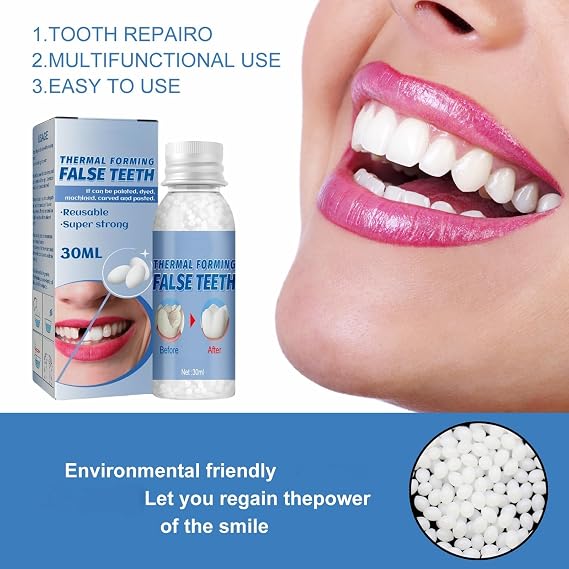 2PCS Temporary Tooth Repair Kits,Repair Beads Tooth Filling Repair Kit,Moldable False Teeth for Fixing,Thermal Forming Filling Kit for Teeth,Den/tal Repair Beads for Fixing,Den/tal Repair Kit Filling