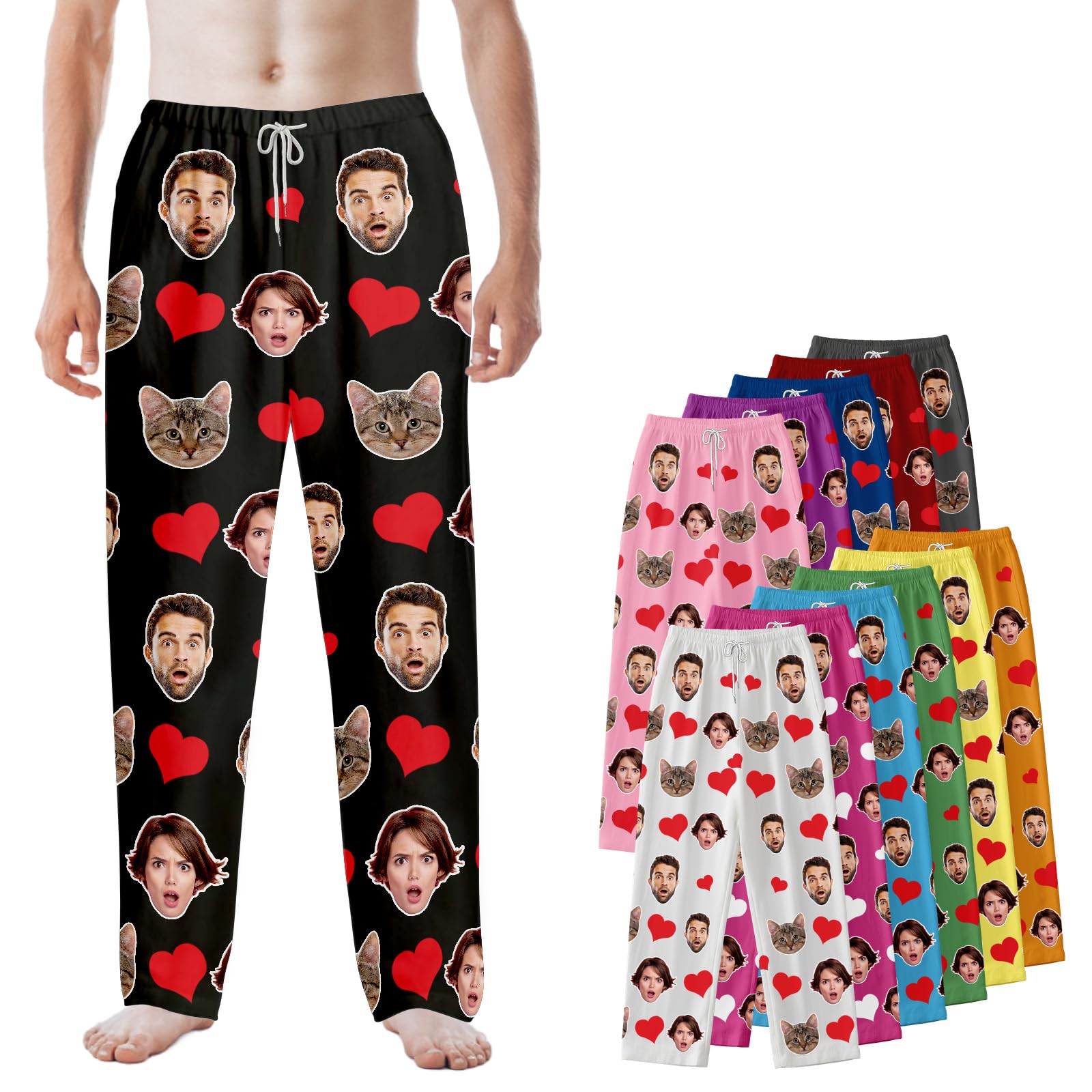 Bemaystar Pantalon de pyjama personnalisé homme & femme – Bas de pyjama avec nom ou texte, idée cadeau originale