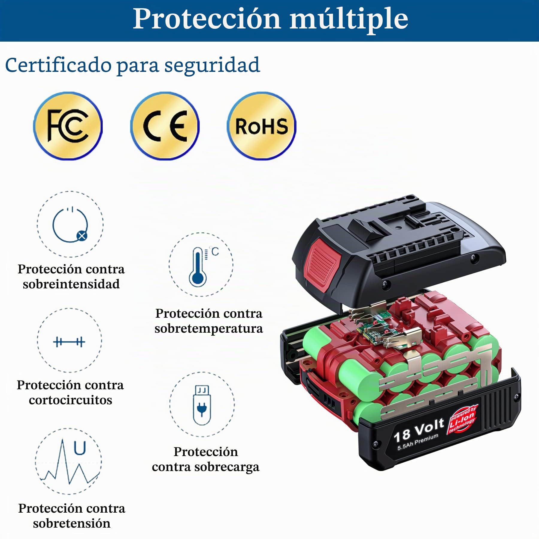 Batería de repuesto para batería Bosch de 18V BAT609 BAT622 BAT609G BAT618G BAT619 BAT619G BAT610G BAT618 para todas las herramientas eléctricas de batería de litio de 18 V