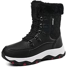 Snow Boots for Women Waterproof Mid-Calf Booties Winter Hiking Boot Durable Warm Fur Lined Boot Non-Slip Warm Climbing Shoes Walking, Cold Weather