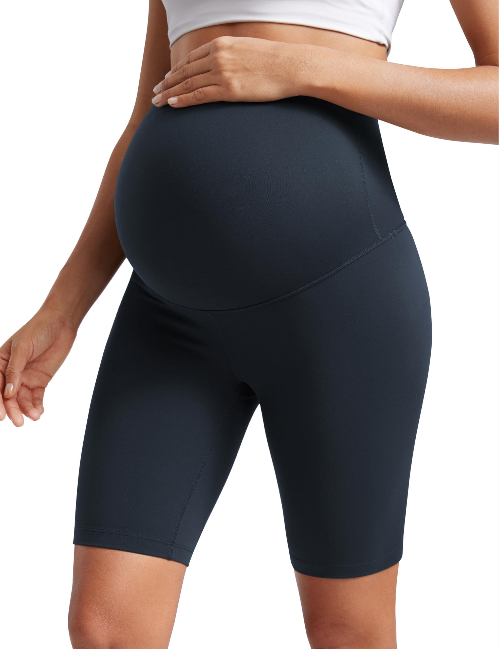CRZ YOGA Women's Butterluxe Maternity Shorts Over The Belly - 4"/6"/8" Over Bump Yoga Sports Biker Shorts Pregnancy Leggings — view 9
