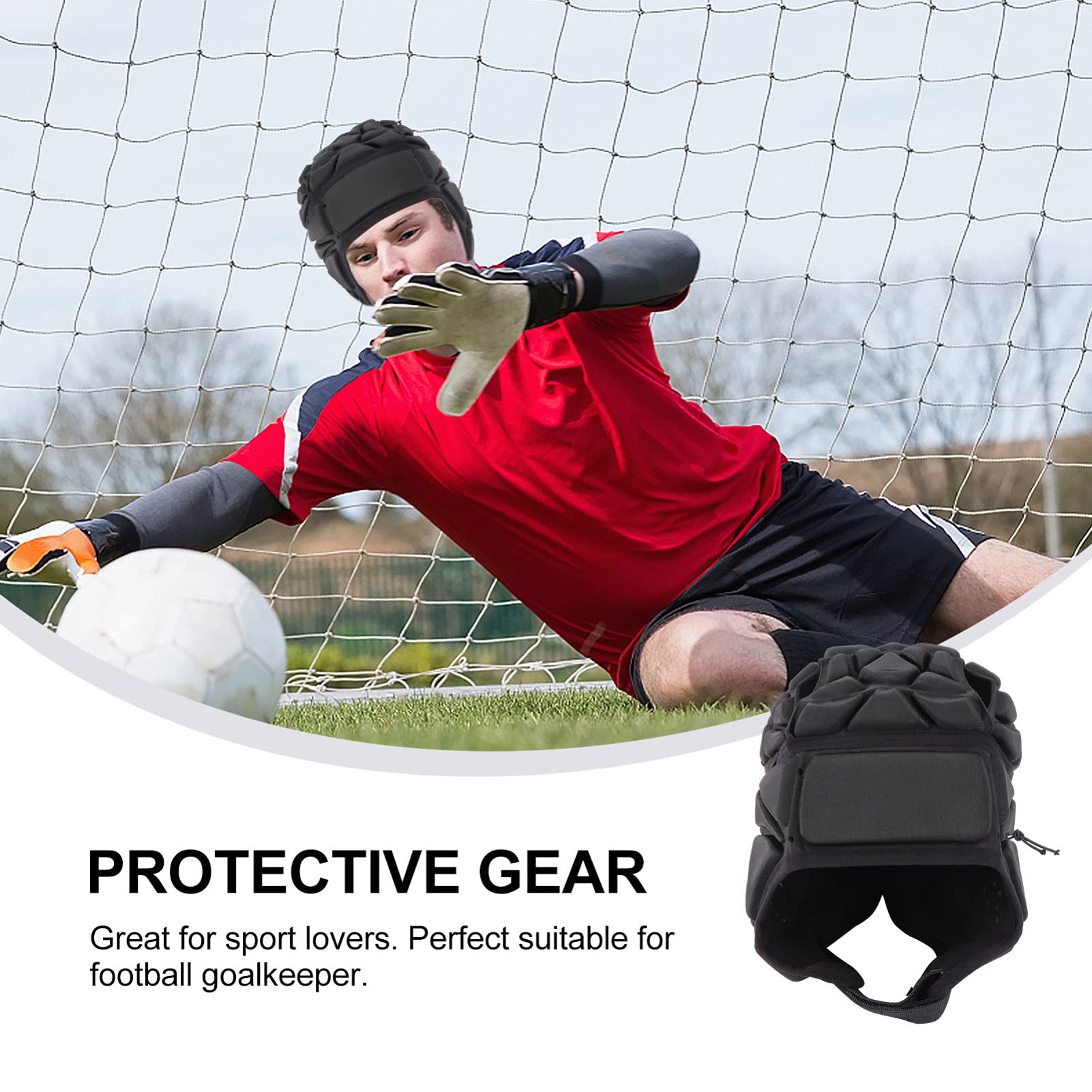 DECHOUS Casco Da Football Con Bandiera Soft Shell Caschi Da Rugby Imbottiti Copricapo Protettivo Per Portiere (Nero)