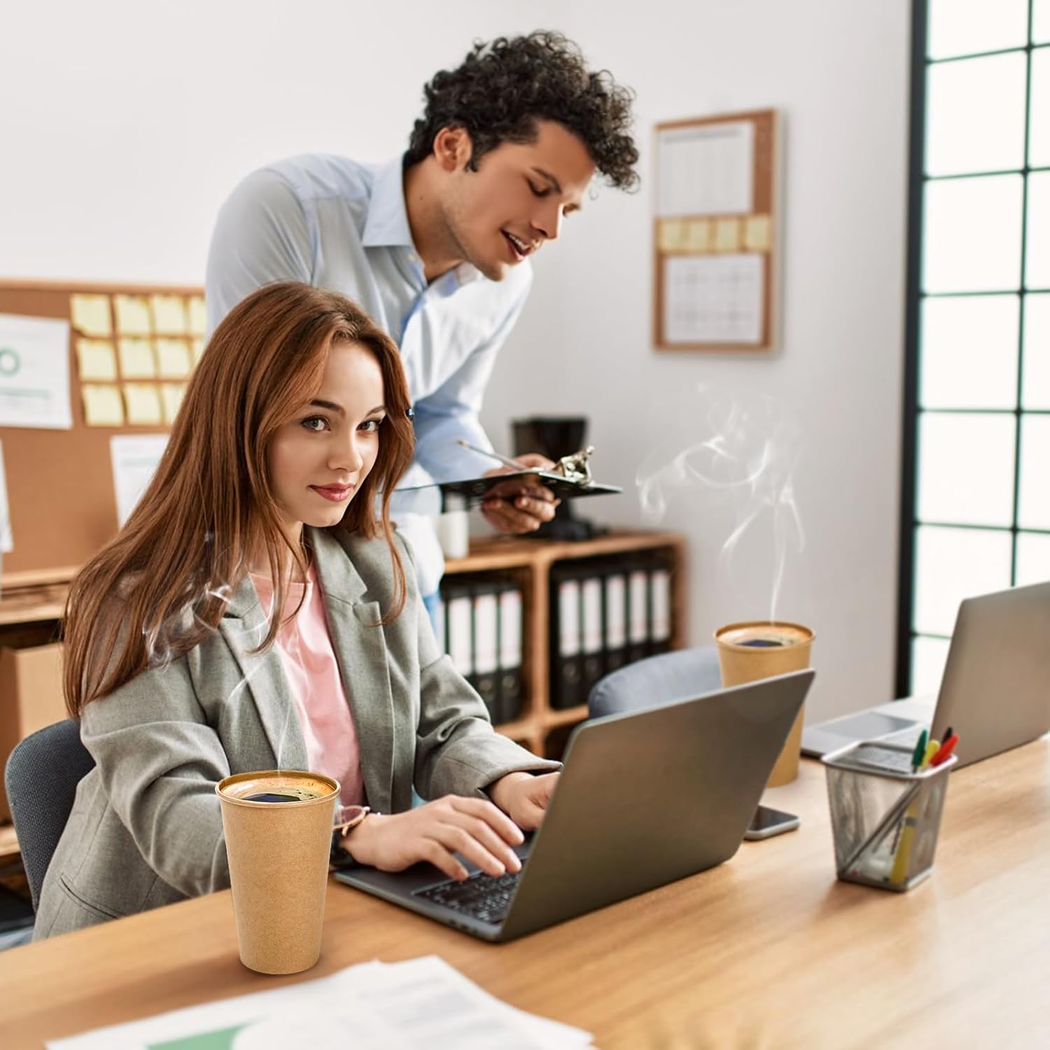 180 Pack 16 Oz Paper Coffee Cups, Kraft Disposable Brown Paper Cups, Unbleached Leak-proof Hot Drink Cup Water Beverage Juice Drinking Container for Home, Party, Office, Cafe - Image 7