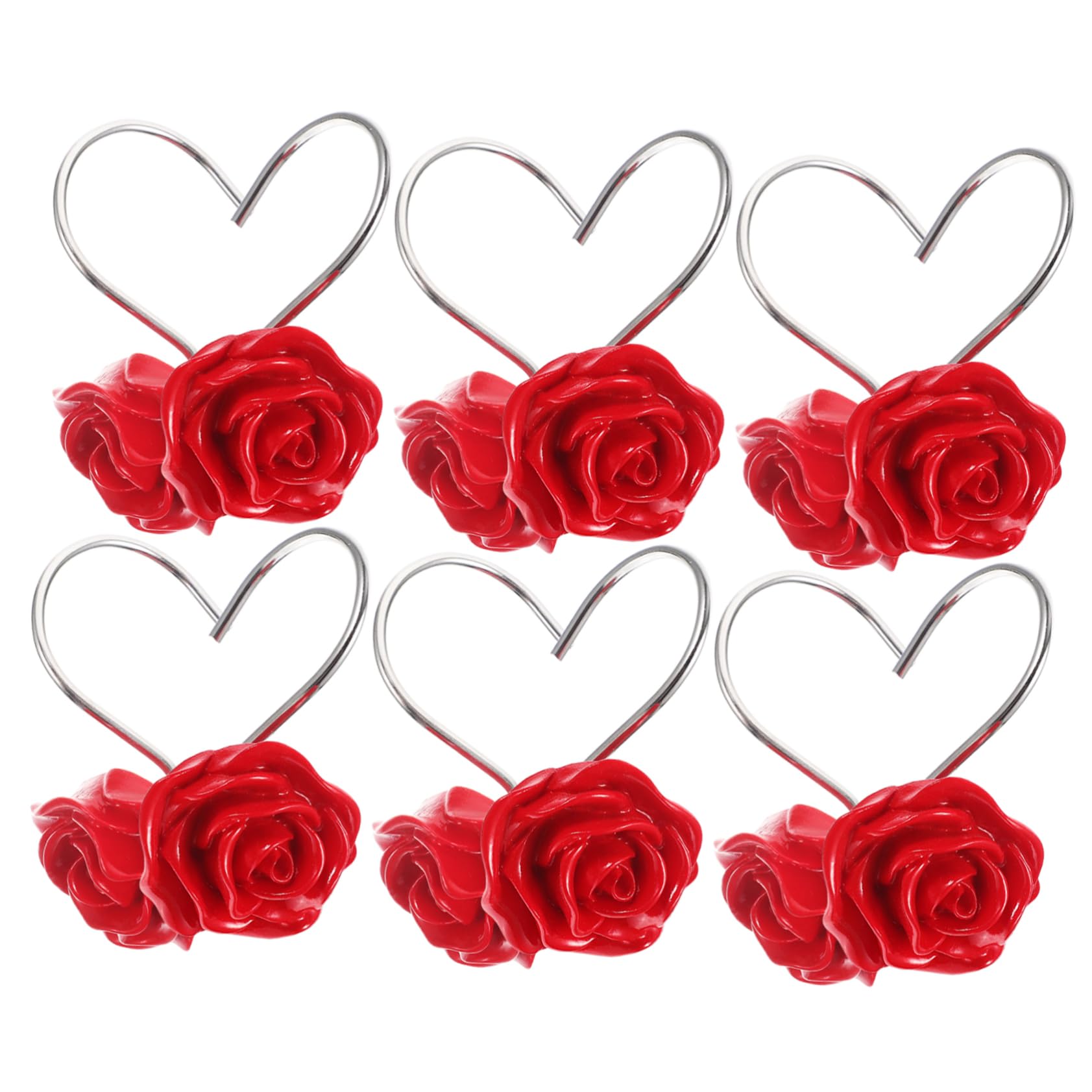 Yardenfun 12Pcs Rose Design Shower Curtain Hooks Hangers for Use Bathroom Decor Elegant Drapery Ring Hangers for Standard Shower Curtains