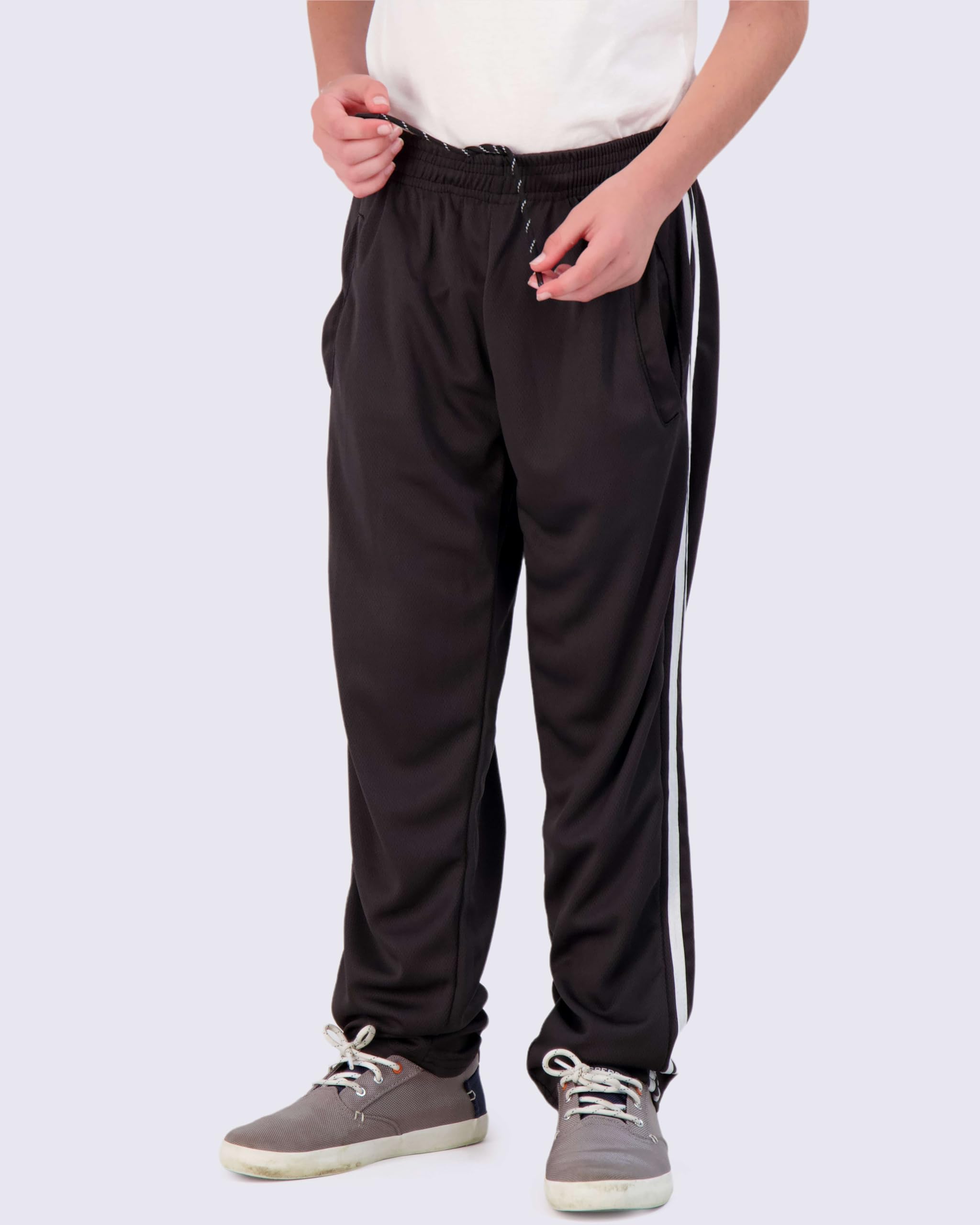 Real Essentials 3 Pack: Boys Active Mesh Sweatpants Track Pants Basketball Athletic Fashion Teen Soccer Casual Lounge Open Bottom Running Kids Pockets Gym Activewear Training -Set 5,XS(6-7)