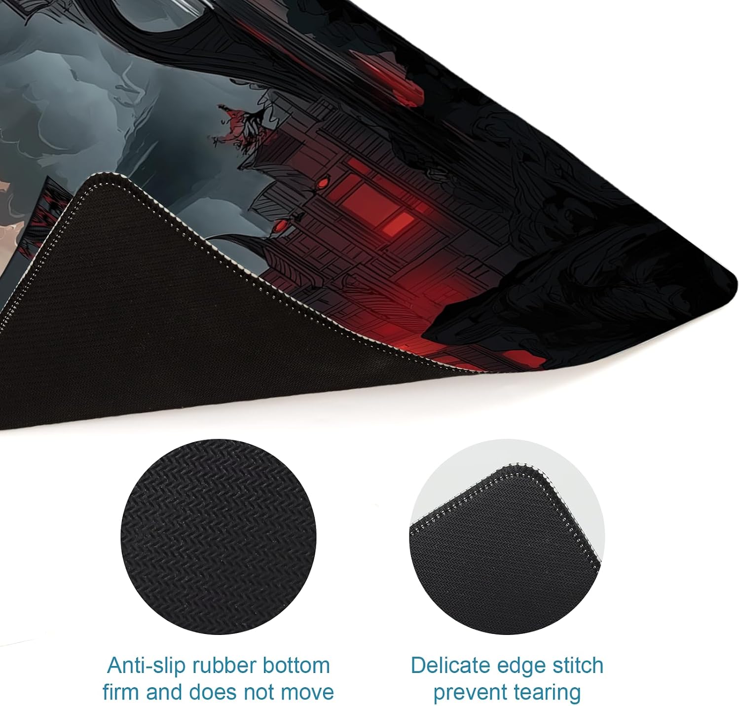 Gaming Mouse Pad, Large Desk Mat, Japanese XL Extended Big Mousepad with Non-Slip Rubber Base Stitched Edges, Laptop Computer Keyboard Mat, Office&Home, 31.5x11.8in image 5