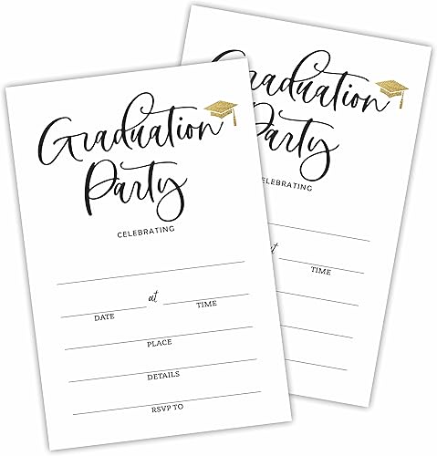 NYCTUG Invitaciones clásicas para fiesta de graduación con sobres (paquete de 20), tarjetas de invitación modernas de anuncio de fiesta de