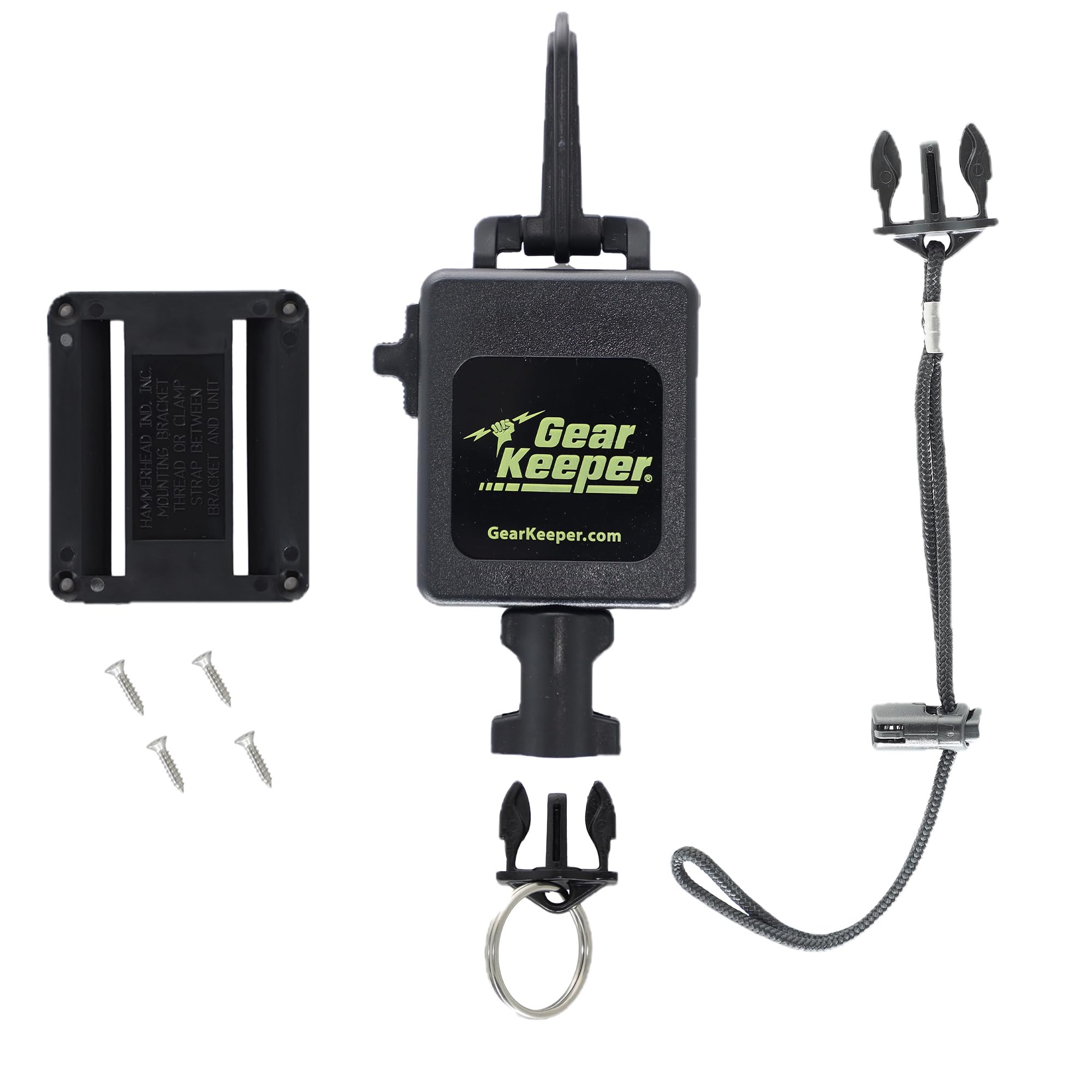 Gear Keeper Locking Large Scuba Dive Light & Camera Retractor - Deluxe Scuba Gear with Heavy-Duty Snap/Bracket Mount, Lanyard & QC-II Split Ring Accessory - Scuba Diving Accessories - Made in USA