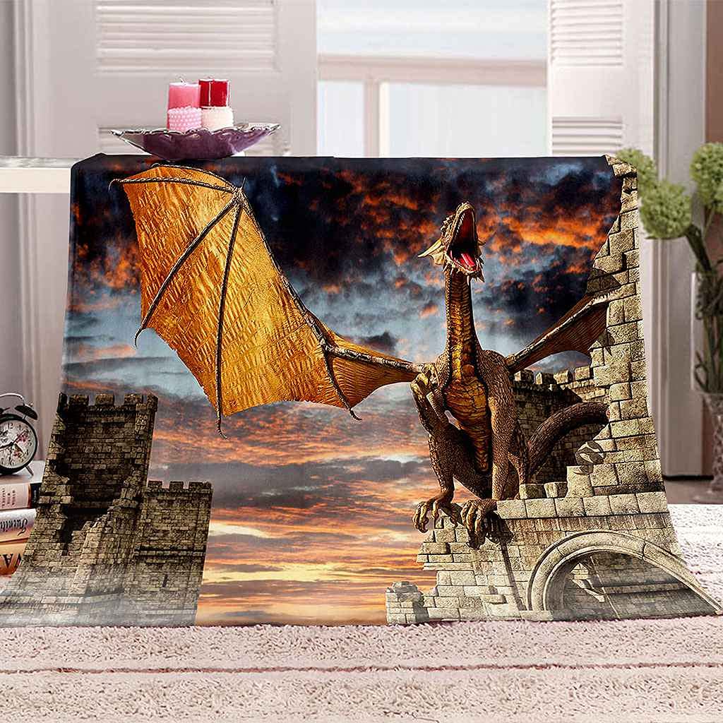 Couverture flanelle ptérodactyle anime 150x200cm plaid microfibre
