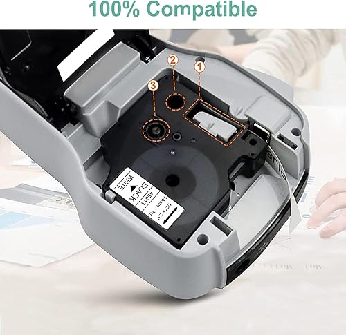 Miniatura 4 de Paquete de 20 etiquetas 45013 compatibles con etiquetas D1 A45013 S0720530 D1 cinta de etiquetas de 0.472 in negro sobre blanco para Labelmanager