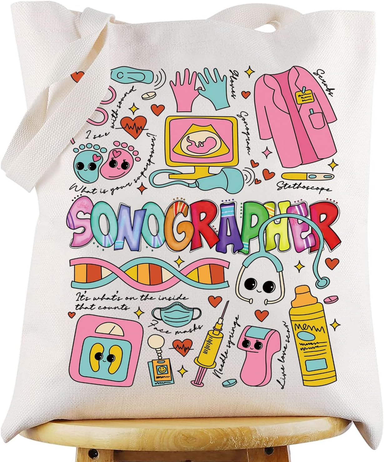 G2TUP Sonographer Canvas Tote Bag Sonography Tech Gift Ultrasound Technologist Shoulder Bag Sonographer Merch